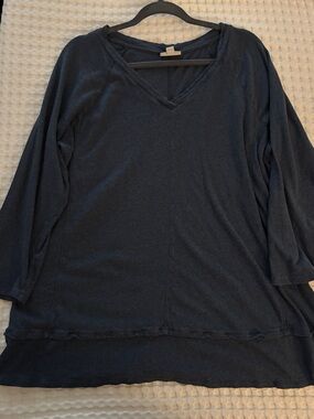 J. Jill Soft V-Neck Long Sleeve Tunic in Blue Large